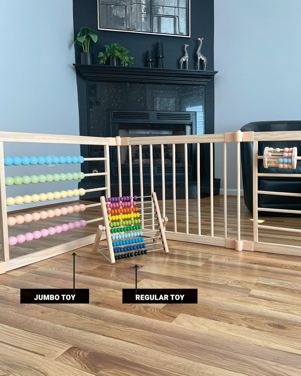 ZETY wooden playpen in a living room