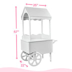 White PVC party candy cart for weddings and birthdays, 67H x 26L x 22W inches