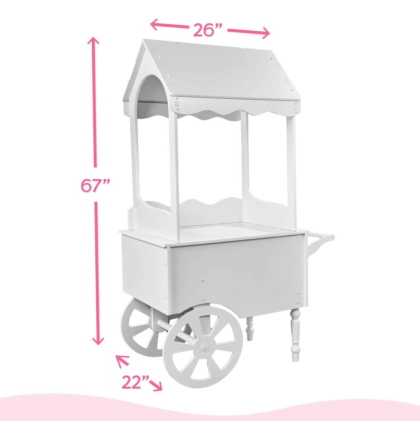 ZETY Vintage Candy Cart with Wheels for Parties, Weddings & Birthdays – 67"H x 26"L x 22"W