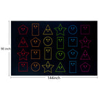 Large nylon playroom rug for kids, 7.6 by 12 feet, pastel smiley face pattern