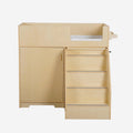 ZETY portable wooden baby changing dresser with stairs and wheels, diaper changing station