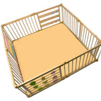 Beige playpen mat in wipe-clean PU leather, 1.5 inch padding, ZETY