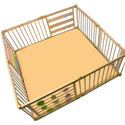 ZETY Compatible Baby Play Mat - PU Leather Waterproof - 1.5" Thick Beige- 8 Panel