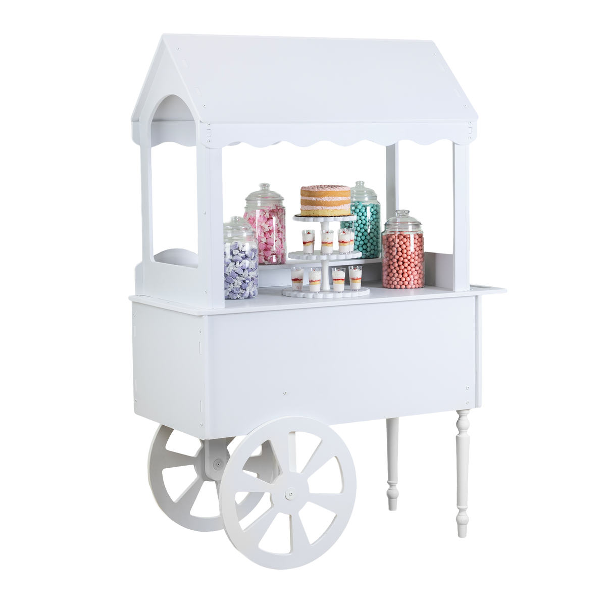 ZETY wood-look candy cart outdoors