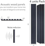 Black oak wood slat acoustic wall panels for interior decor, 4 pack, ZETY