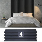 Slat wood acoustic panelling in black oak for interior walls, ZETY 4 pack