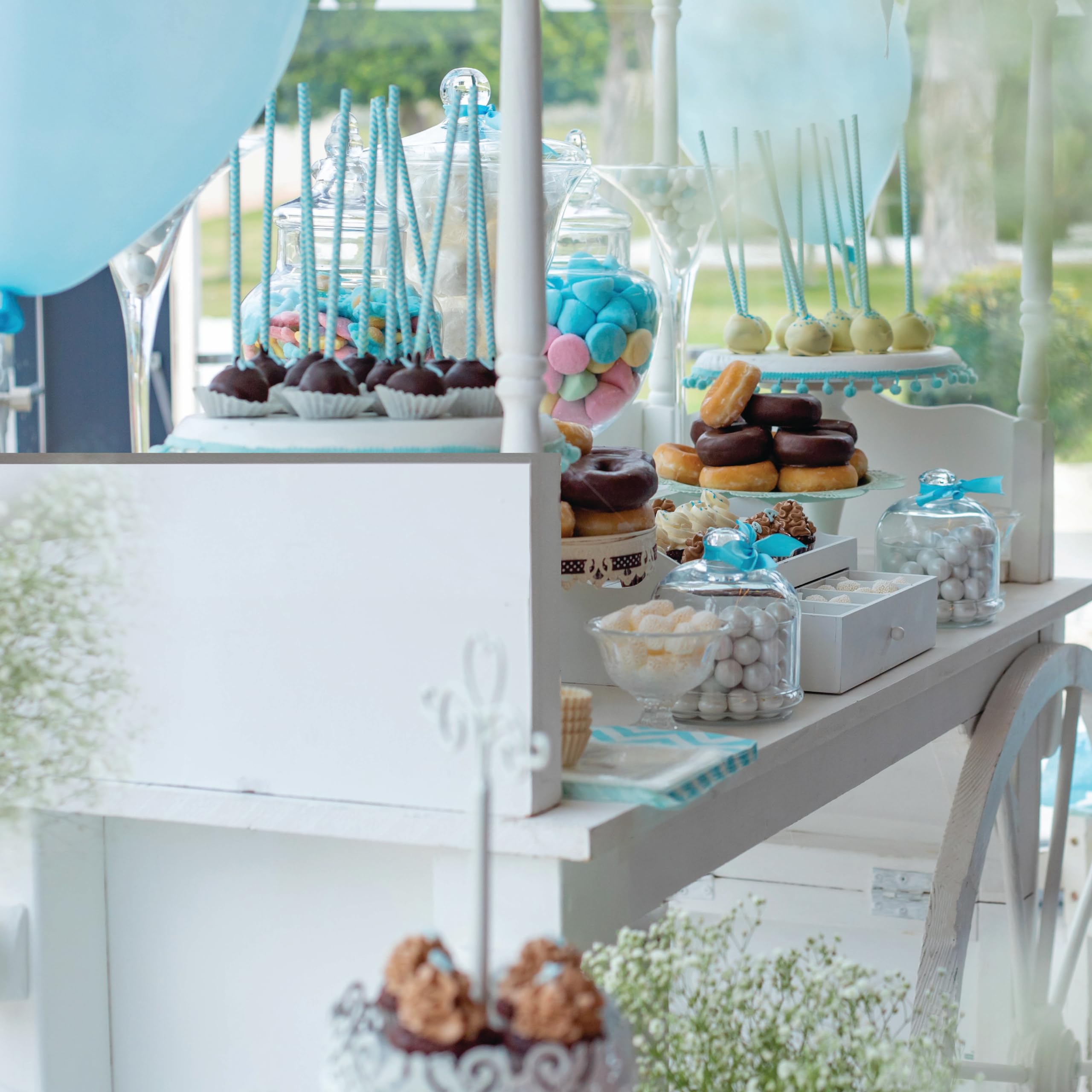 ZETY Candy Cart with Cake Stand & Wheels for Parties, Birthdays & Weddings – 68"H x 47"L x 22"W