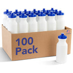 ZETY bulk water bottles, 100 pack of white 24 ounce reusable BPA-free bottles