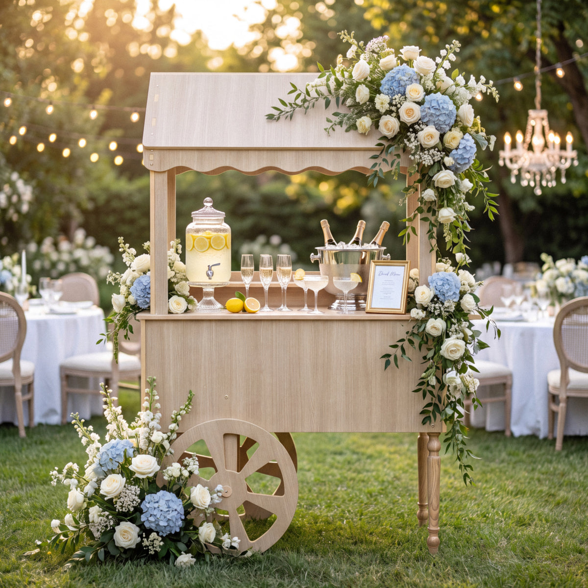 ZETY vintage candy cart at a garden party