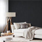 Sound-absorbing slat wood wall panels in black oak, 94.49 by 12 inches, ZETY