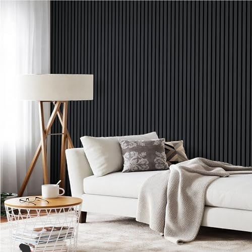 ZETY Black Oak Acoustic Slat Panels – 4PK Soundproof Wall Panels, 94.49” x 12”