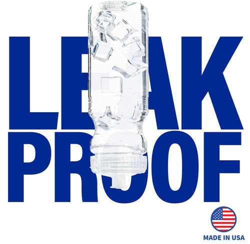 Clear 24 oz reusable plastic water bottles in bulk, 100 count with spin-off cap, ZETY
