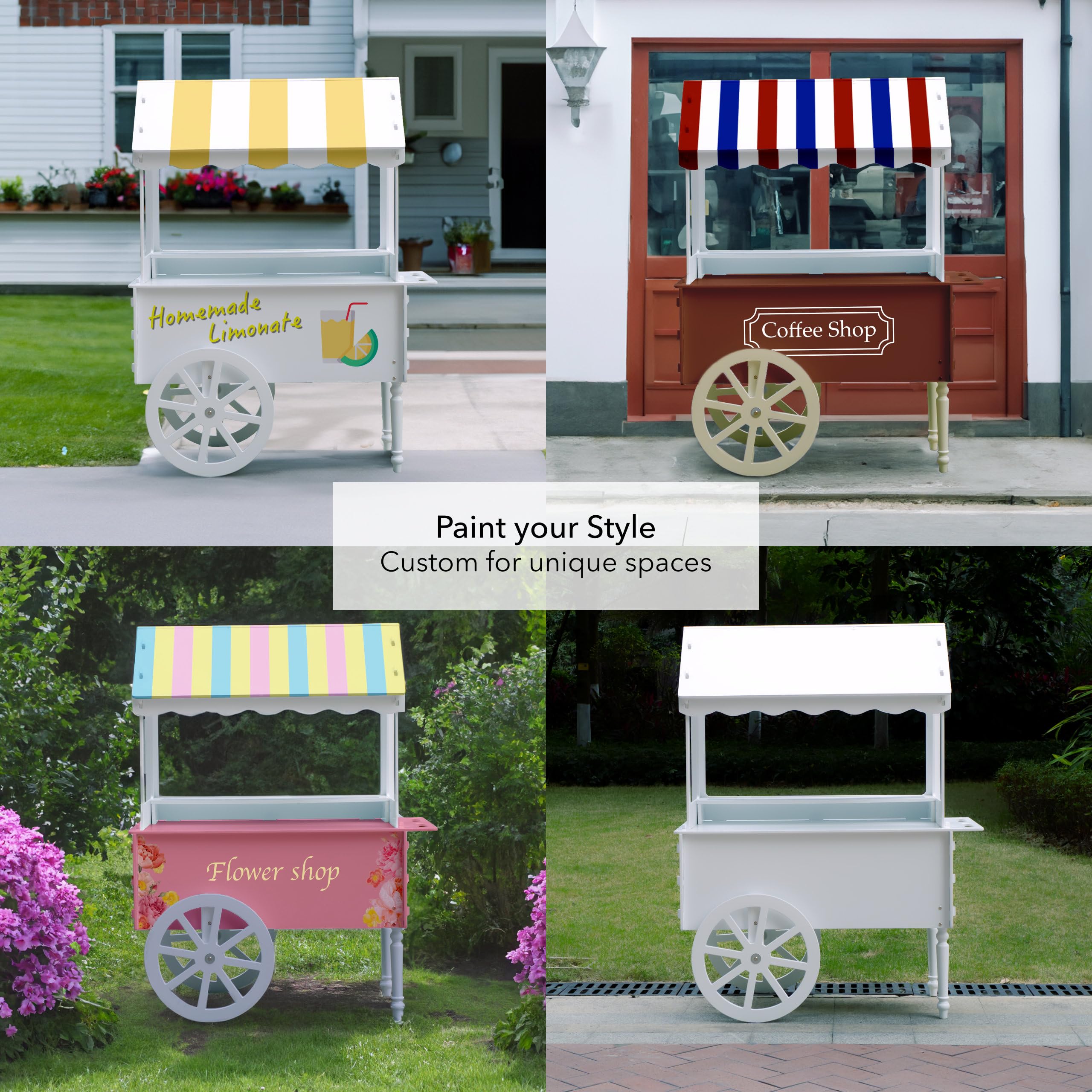 ZETY Candy Cart with Cake Stand & Wheels for Parties, Birthdays & Weddings – 68"H x 47"L x 22"W
