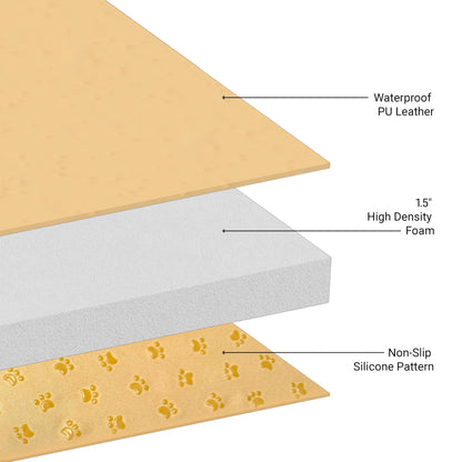 ZETY Compatible Baby Play Mat - PU Leather Waterproof - 1.5" Thick Beige- 10 Panel