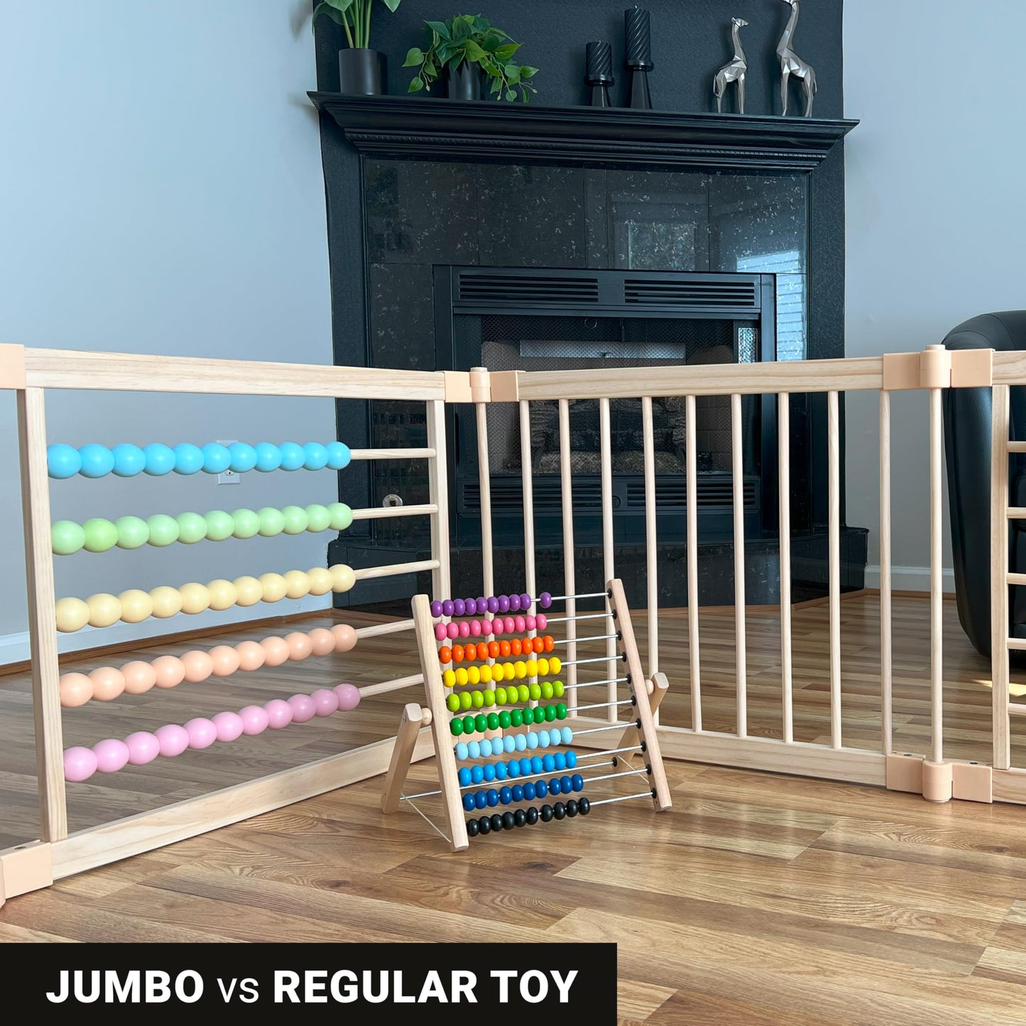 Zety Wooden Baby Playpen – 8-Panel Foldable with Under-The-Sea Toys, CPC & SGS Certified