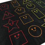 ZETY toddler and kids' room rug, 7.6 x 12 ft, smiley face design on a black ground