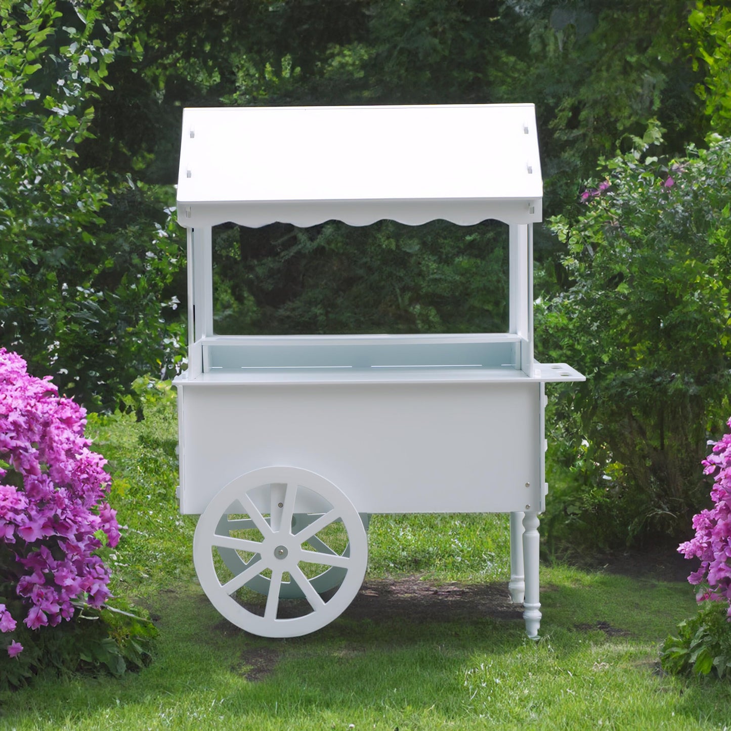 ZETY Candy Cart with Cake Stand & Wheels for Parties, Birthdays & Weddings – 68"H x 47"L x 22"W