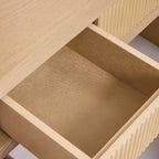ZETY modern makeup vanity in ash veneer with mirror, stool and 8 drawers