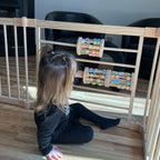 Wooden playpen expansion panel with a built-in rolling cylinder toy, ZETY