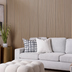 Natural oak wood slat acoustic wall panels for interior decor, 4 pack, ZETY
