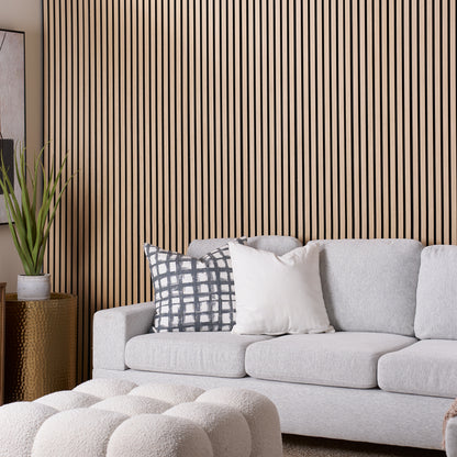 ZETY Oak Acoustic Slat Panels – 4PK Soundproof Wall Panels, 94.49” x 12”