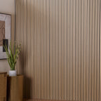 ZETY acoustic wood wall paneling, natural oak finish, four panels per pack