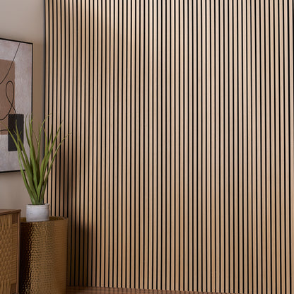 ZETY Oak Acoustic Slat Panels – 4PK Soundproof Wall Panels, 94.49” x 12”