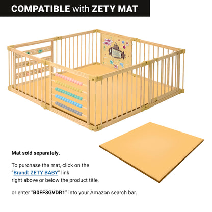 Zety Wooden Baby Playpen – 8-Panel Foldable with Under-The-Sea Toys, CPC & SGS Certified