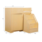 Wooden diaper changing table on wheels with two storage shelves and paper roller, ZETY
