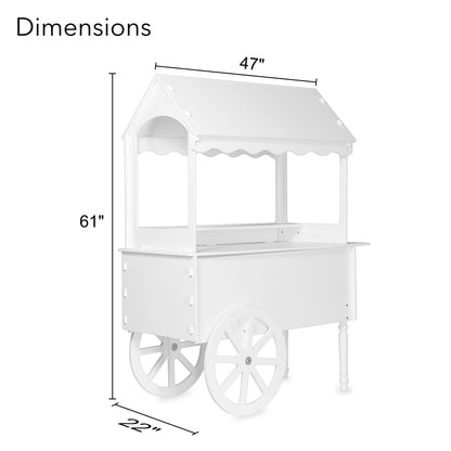 ZETY Candy Cart with Cake Stand & Wheels for Parties, Birthdays & Weddings – 68"H x 47"L x 22"W