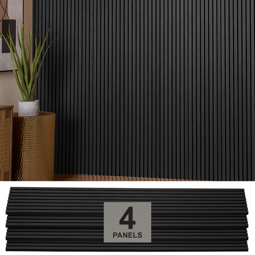 ZETY black oak acoustic slat wall panels, 4 pack, 94.49 x 12 inches