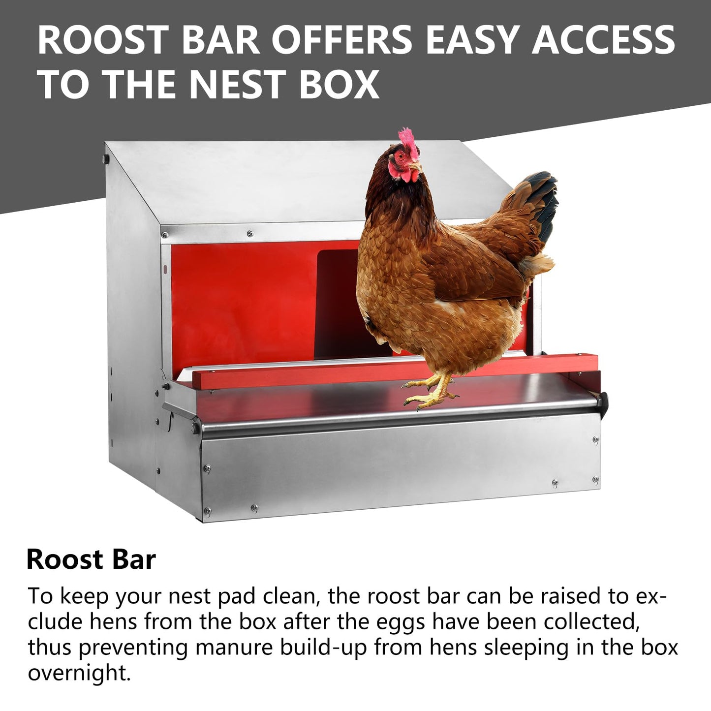 ZETY Nesting Boxes for Chickens - 24"L x 20"H x 19.5"W