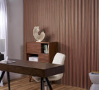 Cherry oak acoustic slat panels for wall decor and sound treatment, ZETY
