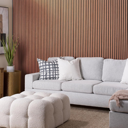 Cherry oak wood slat acoustic wall panels for interior decor, 4 pack, ZETY