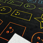 Kids' playroom area rug, 7.6 by 12 feet, pastel smiley face design, ZETY