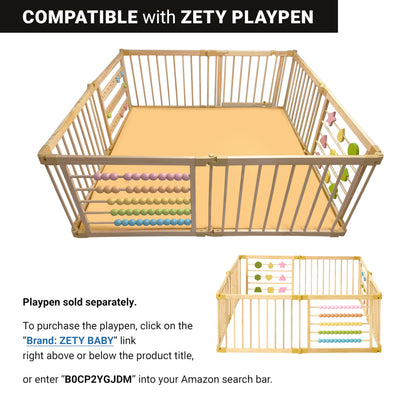 ZETY Compatible Baby Play Mat - PU Leather Waterproof - 1.5" Thick Beige- 8 Panel