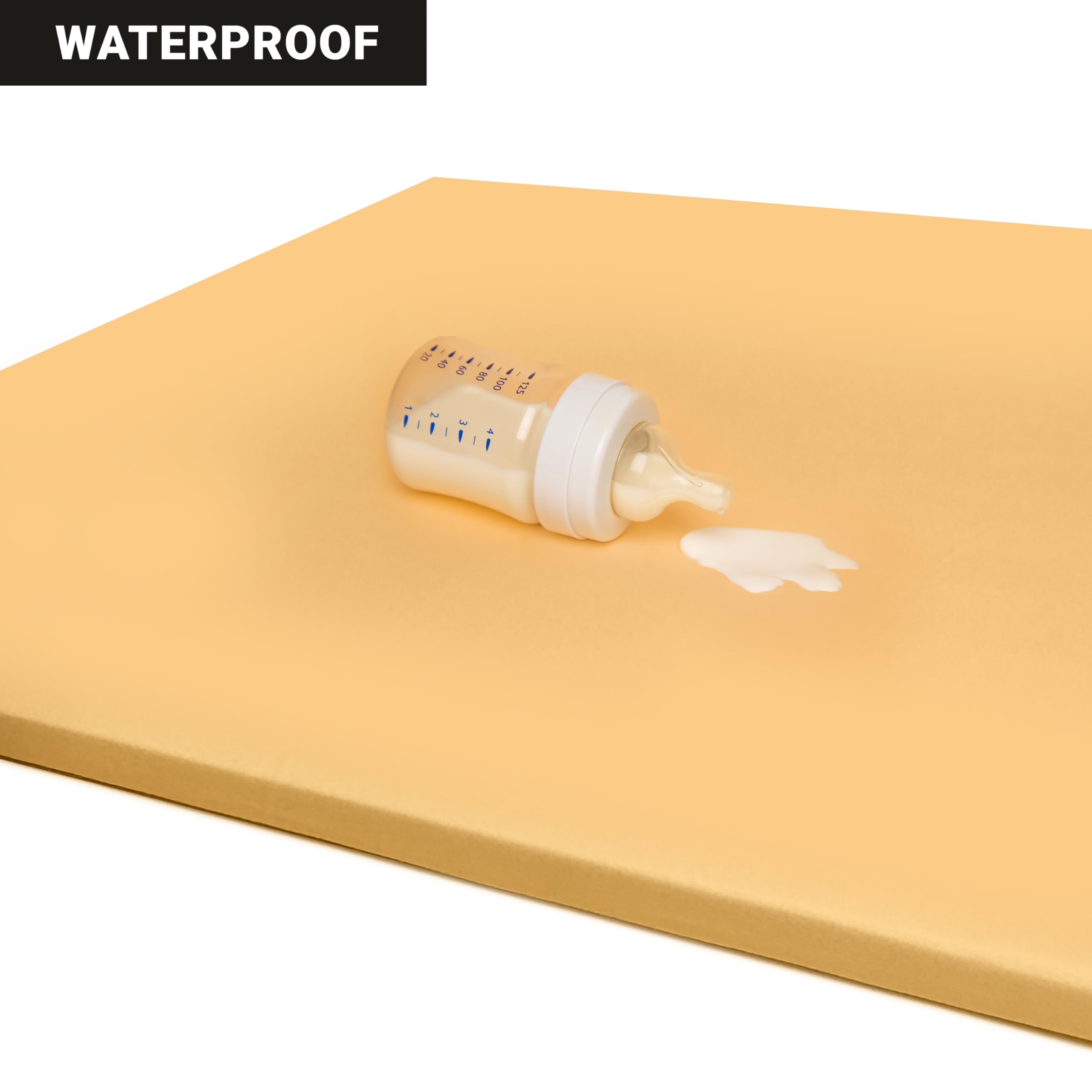 ZETY Compatible Baby Play Mat - PU Leather Waterproof - 1.5" Thick Beige- 10 Panel