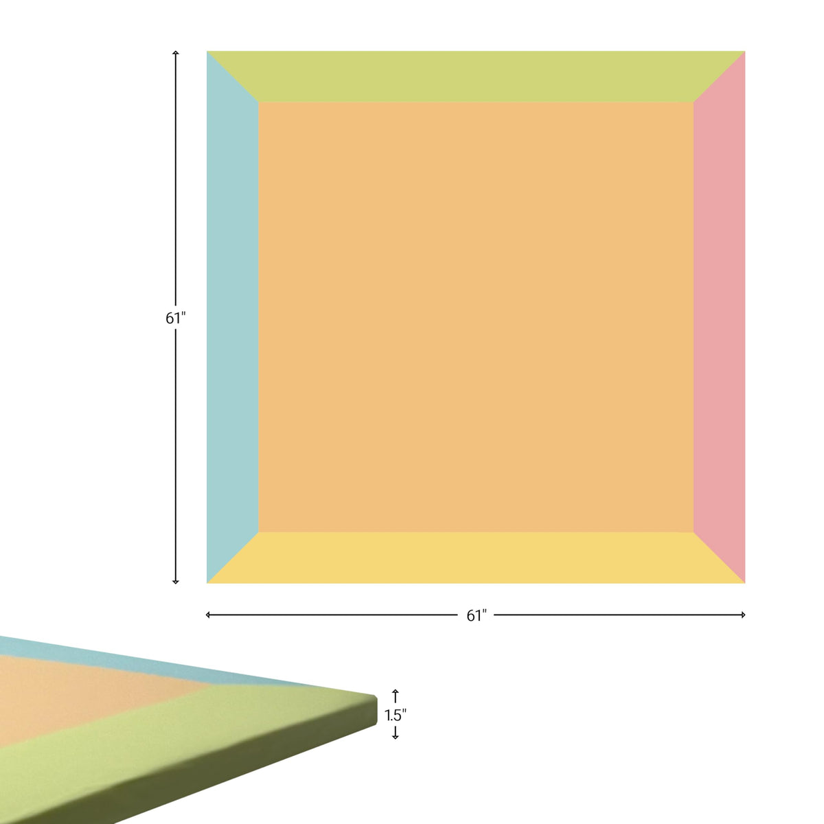 Close detail of the ZETY 8-panel colored play mat surface