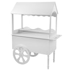 White vintage dessert and candy cart on wheels with cake stand display, ZETY