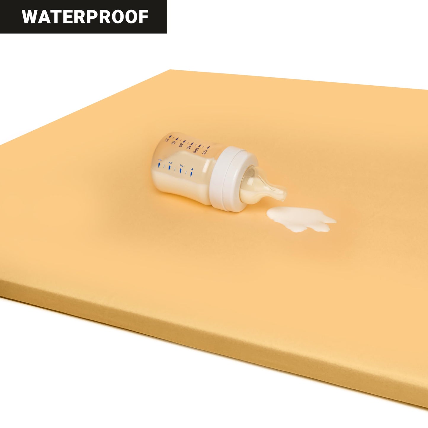 ZETY Compatible Baby Play Mat - PU Leather Waterproof - 1.5" Thick Beige- 8 Panel