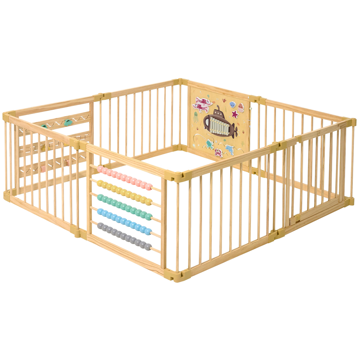 Wooden activity playpen, 8 panels, Under the Sea design