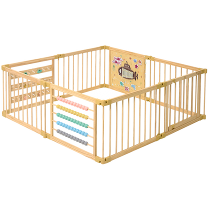 Wooden activity playpen, 8 panels, Under the Sea design