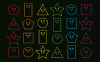 ZETY children's classroom rug, 7.6 x 12 ft nylon area rug with pastel smiley faces on black