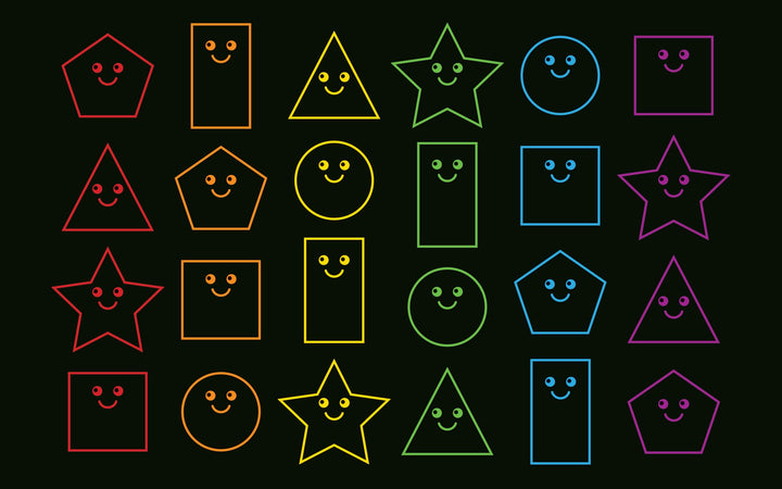 ZETY children's classroom rug, 7.6 x 12 ft nylon area rug with pastel smiley faces on black