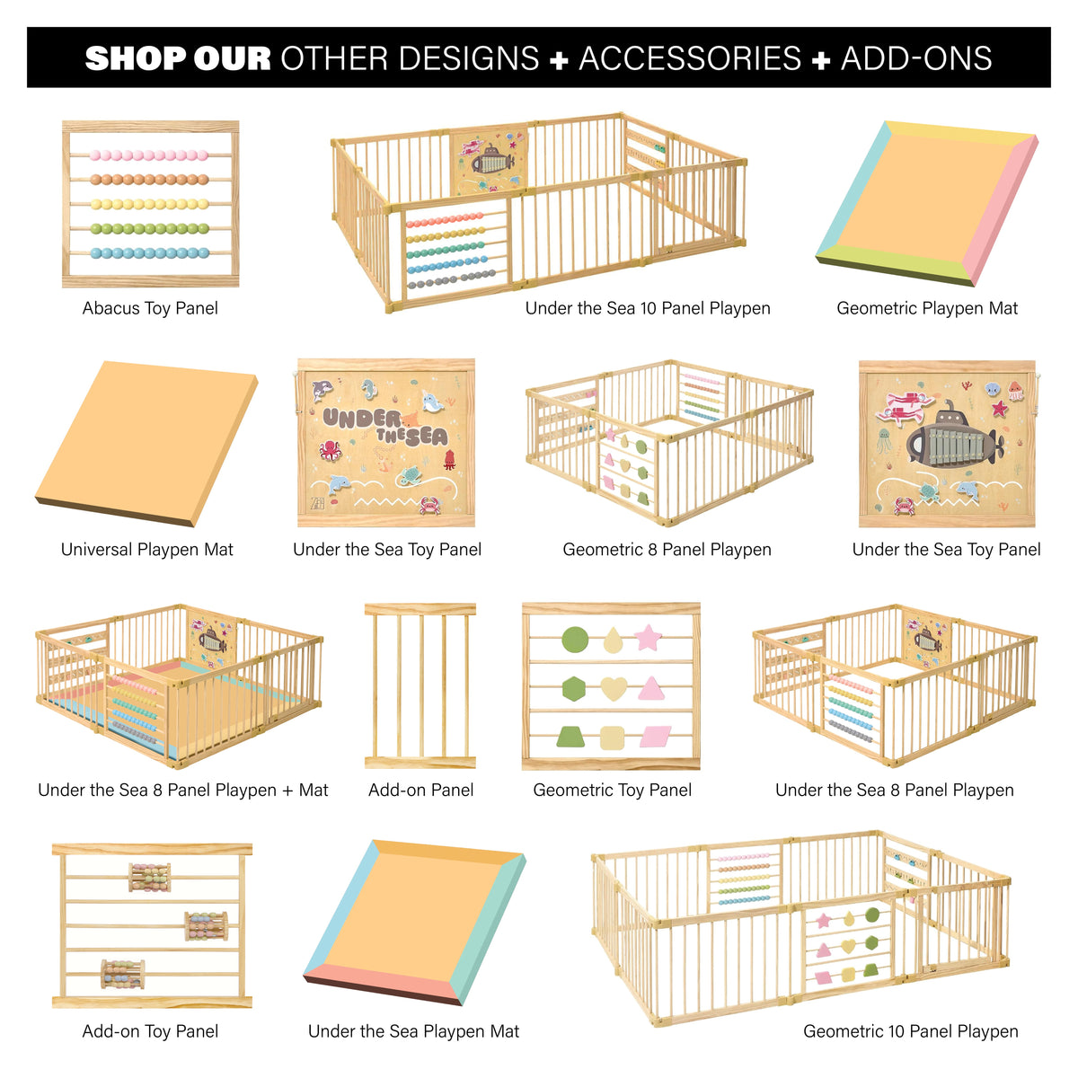 Shop our other ZETY playpen designs, accessories and add-ons