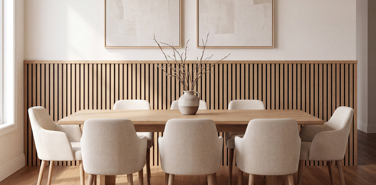 ZETY acoustic slat wall panels — Walnut Oak