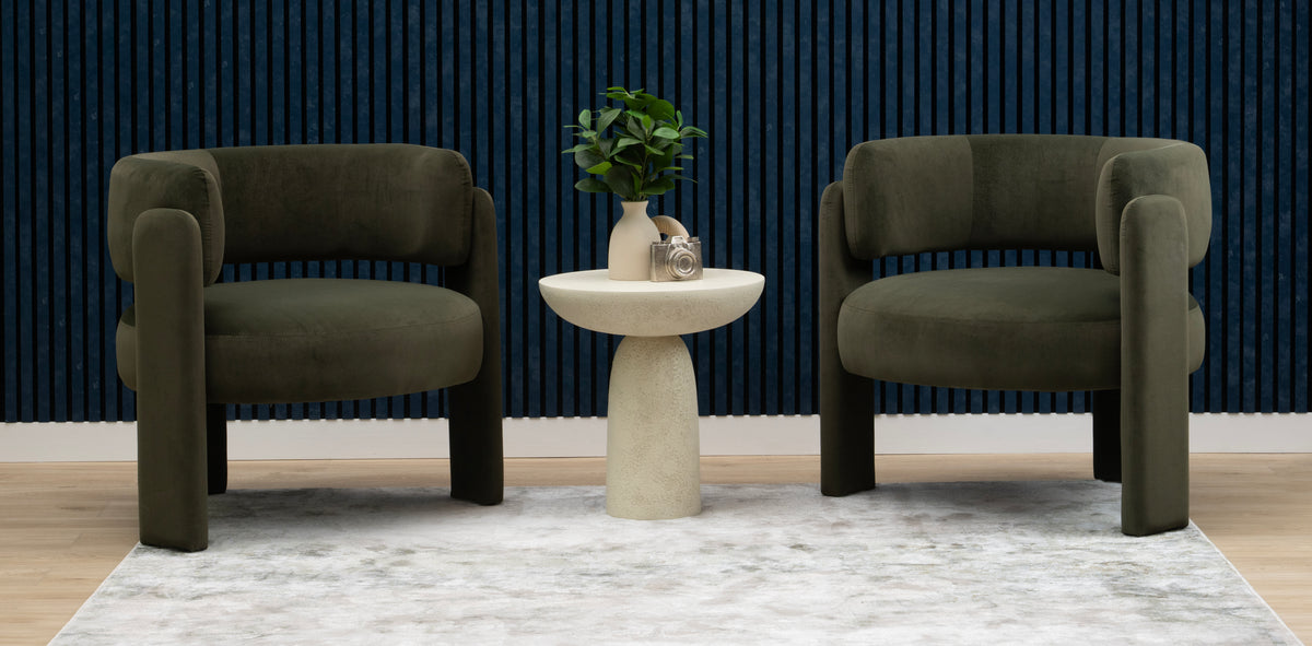 Navy blue wood slat acoustic wall panels on an accent wall, ZETY 4 pack