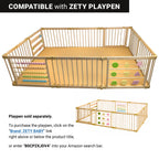 Beige PU leather play mat for a 10-panel wooden baby playpen, waterproof, ZETY