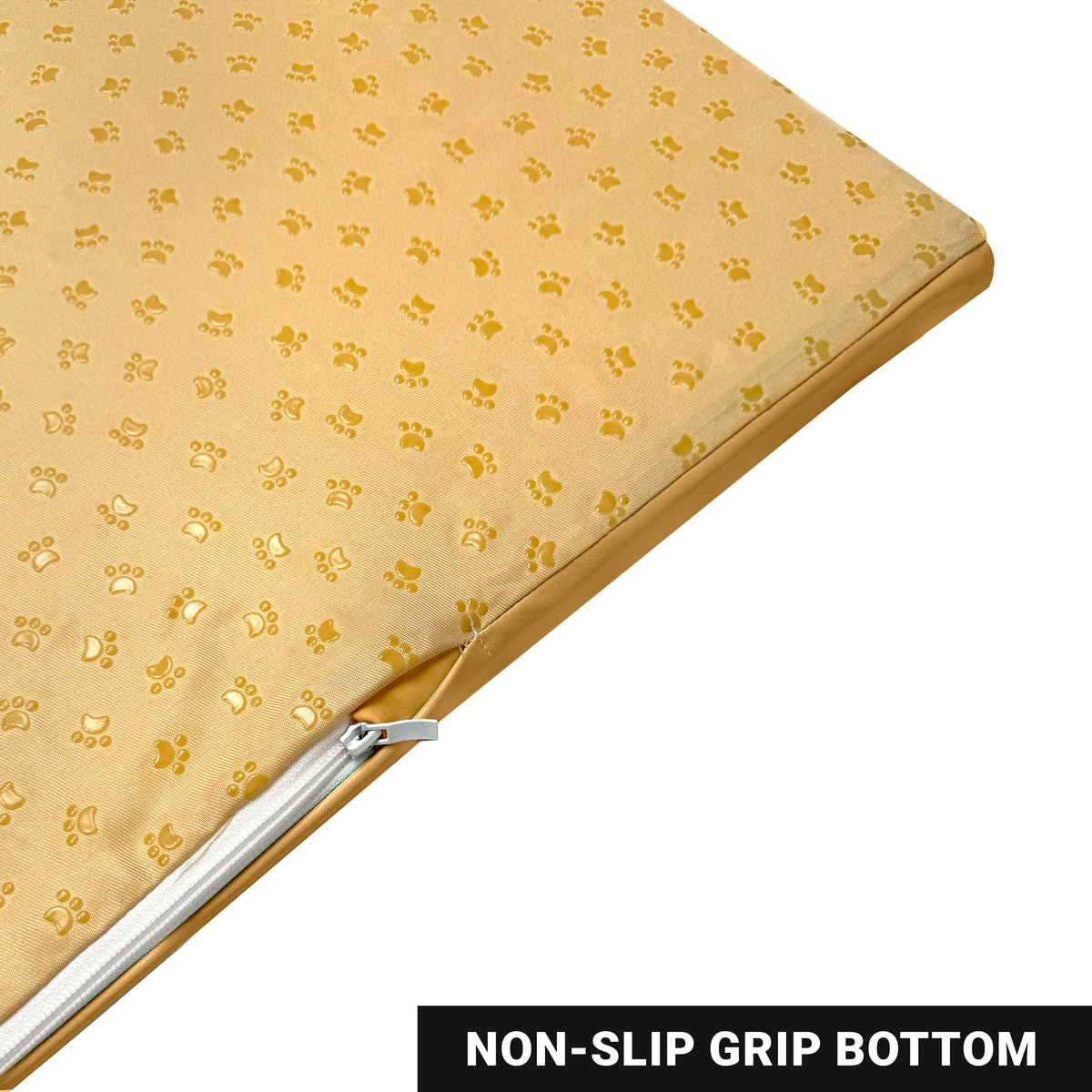 ZETY padded playpen mat, beige PU leather, wipe-clean waterproof surface