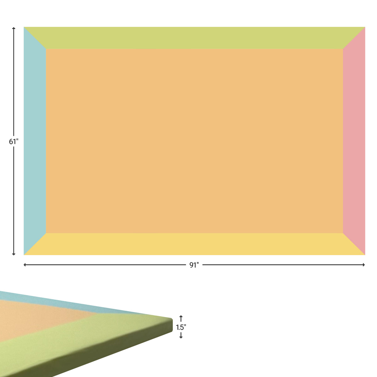 Waterproof colored playpen mat in PU leather, 1.5 inch padding, 10-panel size, ZETY